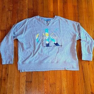 Calvin Klein Tie Dye Logo Split Hem Sweatshirt